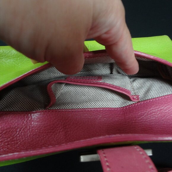 VINTAGE DOONEY & BOURKE LIME GREEN Y2K PURSE TOTE (PEN ON BACK C PICS) - Picture 10 of 15